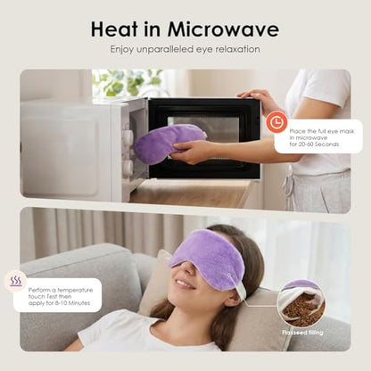 MORLIDEN Heated Eye Mask for Dry Eyes & Stye - Microwavable Warm Compress | For Blepharitis, Chalazion, MGD-Lightweight, No Heavy Pressure-Reusable Moist Heat Mask with Natural Flaxseed(Purple2P) - color: Purple2pcs