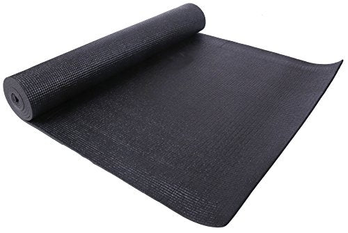 Fitvids All Purpose 1/4-Inch High Density Anti-Tear Exercise Yoga Mat with Carrying Strap, Multiple Colors - color: Black