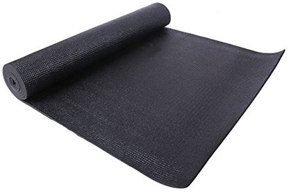 Fitvids All Purpose 1/4-Inch High Density Anti-Tear Exercise Yoga Mat with Carrying Strap with Optional Yoga Blocks, Multiple Colors - color: Black