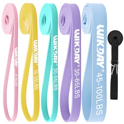 WIKDAY Resistance Bands for Working Out with Door Anchor - color: Macaron