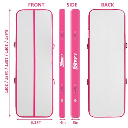 Air Mat Tumble Track, Gymnastics Mats Tumbling Track with Electric Air Pump for Home Use Cheerleading Training Kids Gym Yoga - color: Pink, size: 16.5ftx3.3ftx4inch