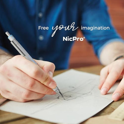 Nicpro Blocky Gear Mechanical Pencils 0.7 mm with Case, 3 Pack | Drafting Pencil with 8 Tube (480PCS) Lead Refills(HB 2B), 4 Erasers, 18 Eraser Refills for Art Writing, Sketching Drawing - style: 0.7mm