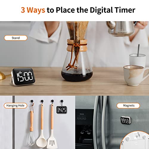 Digital Kitchen Timer, Magnetic Large Display for Cooking & Classroom - color: Cool White