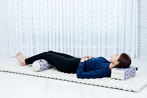 Leewadee Small Yoga Bolster – Shape-Retaining Cervical Neck Roll, Tube Pillow for Comfortable Reading, Kapok Filling, 22 x 6 x 6 inches - color: El1 - Blue