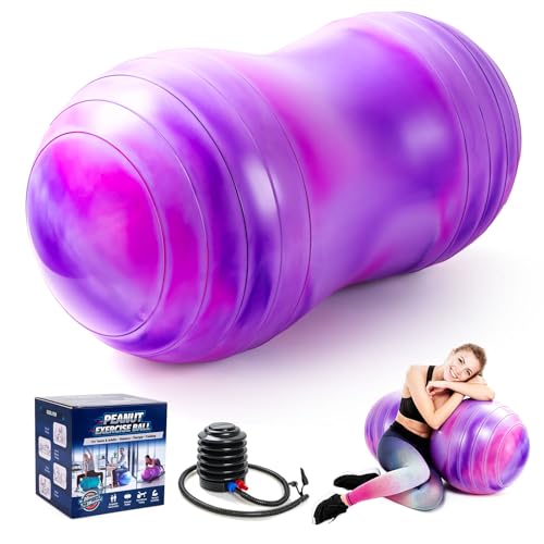 ZOOJOY Peanut Ball for Kids and Adults | 18/20Inch Anti-Burst Exercise Ball - color: Pink & Purple, size: 39 x 20 Inch