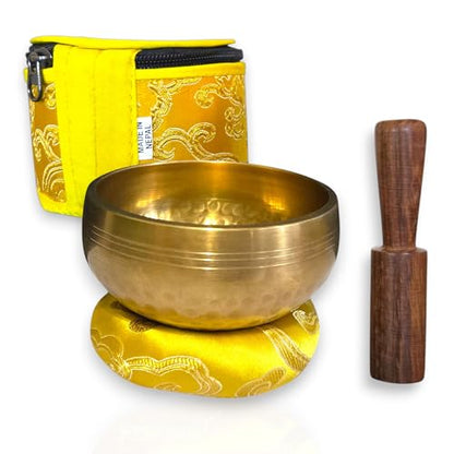 3 Inch Hand-Hammered Singing Bowl Gift Set - Includes Mallet, Cushion & Gift Box - Tibetan Singing Bowl for Mindfulness, Yoga, Spring Renewal & Relaxation- Made in Nepal - size: 3 inch