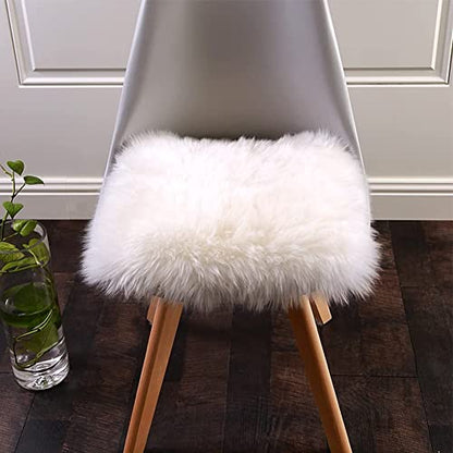 Softlife White Faux Fur Sheepskin Chair Cover 6 PCs Seat Cushion Pad Super Soft Area Rugs for Living Bedroom Sofa Dorm (1.6ft x 1.6ft) - color: White-6pcs