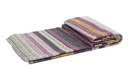 Open Road Goods Handwoven 100% Cotton Outdoor Yoga Blanket – Striped Picnic, Beach, & Patio Throw, Durable Yoga Mat, Throw for Couch, Chairs & Travel - Grey Striped, Full - color: XL Grey Blanket