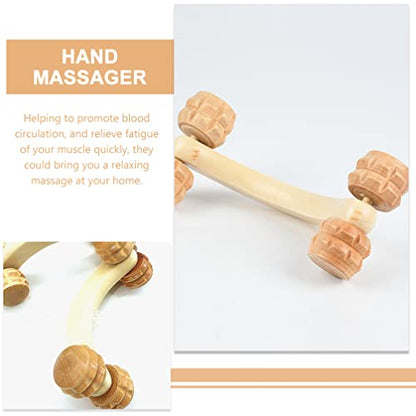 LALAFINA Massage Roller Wooden Back Massager Roller for Muscle Tension Relief Handheld Body for Yoga Stretching Blood Circulation Portable 6.29 X 2.67 X 2.36 in