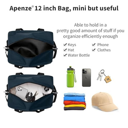 Apenze Small Gym Bag,12 inch Carry On Bag - color: Navy Blue, size: 12 inch