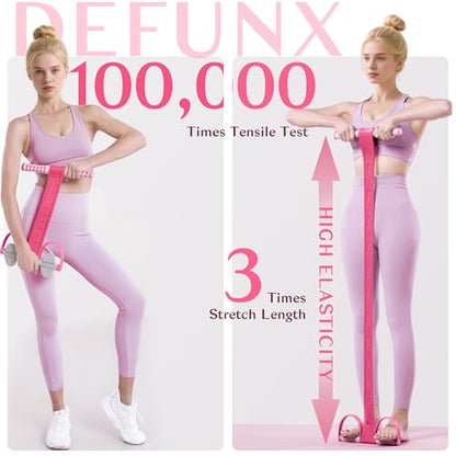 DEFUNX Foot Pedal Resistance Band with Handle Multifunction Tension Rope for Women Exercise Fitness Workout Stirrup Puller - color: Pink