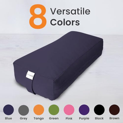 Pranayama Yoga Bolster Meditation Pillow - color: Navy Blue, size: Rectangular 28" x 12" x 8"