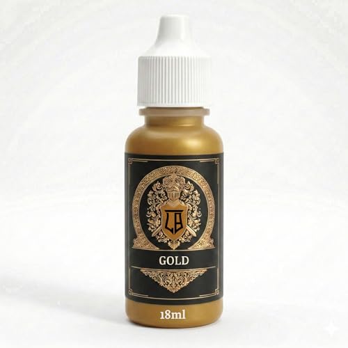 Ludus Bellum Miniature Paint Gold Color 18ml Precision Dropper Bottle | Professional Acrylic Paint for Miniatures & Models, Provides Quality Acrylic Tones and Shades for Warhammer 40K D&D Figures - color: Gold