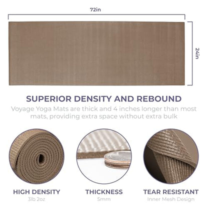 Voyage 5mm Studio Yoga Mats, 10 Pack, 72x24in - color: Mocha