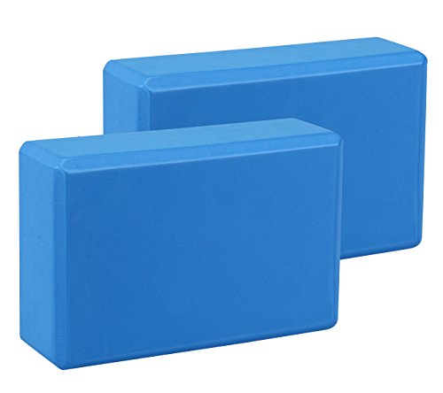 EXERZ Yoga Blocks 2 pack, Gym Blocks, Exercise Workout Fitness Bricks, Pilates Stretch Handstand Non-Slip - color: Blue