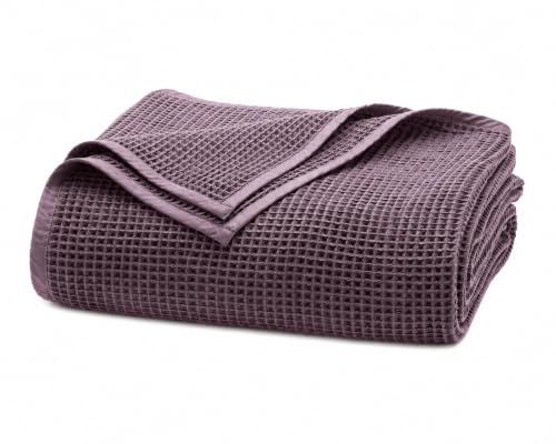 BOLL & BRANCH Waffle Bed Blanket, Full/Queen, Deep Plum - color: Deep Plum, size: Full/Queen