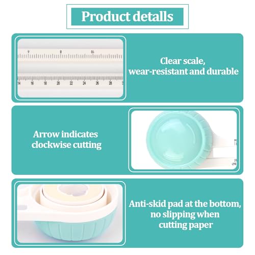 Circle Paper Cutters，Adjustable Rotary Circle Cutter，Circular Cardboard Circle Cutter with 3 Replaceable Blades, Trimmer Scrapbooking Tools，DIY Craft Cutting Tools Green - color: Green