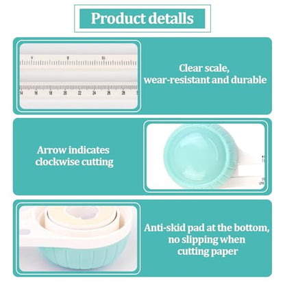 Circle Paper Cutters，Adjustable Rotary Circle Cutter，Circular Cardboard Circle Cutter with 3 Replaceable Blades, Trimmer Scrapbooking Tools，DIY Craft Cutting Tools Green - color: Green