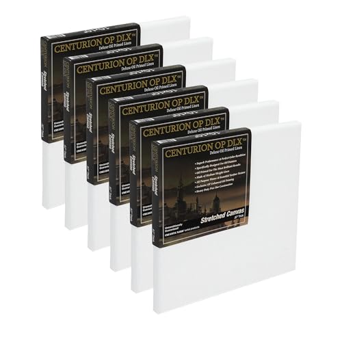 Centurion Deluxe Professional Oil Primed Linen Stretched Canvas, 11oz Linen, 6x6 - Box of 6, 0.67" Deep Canvases, Kiln-Dried Stretchers, Back Stapled, Premium Medium Weight Canvas for Oil Paintings - size: 6"x6"