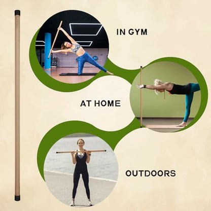 RitFit Natural Bamboo Yoga Stick, 57" (4.75 ft), Stretching & Flexibility