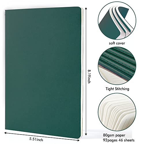 36 Pack Soft Cover Journal Bulk, Feela Lined Blank Travel Journal for Women Men Writing, Notebooks College Ruled for Work, Note Taking Notebook School Business Supplies, 8.2” x 5.5”, A5, Dark Green - color: 36 Dark Green