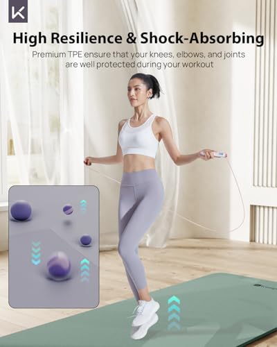 KEEP Extra Wide Yoga Mat, 7mm Thick 72" x 32" Exercise Mat | 7mm thick Extra wide yoga mat with carry strap for home workout, yoga, exercise and Pilates - color: Pale Green
