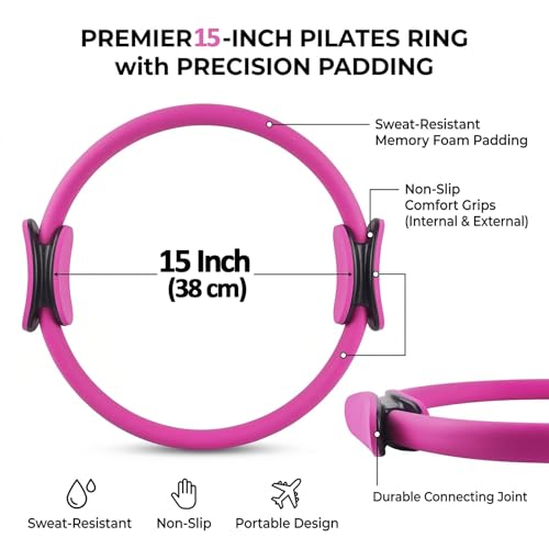 12 Pack Pilates Accessories for Women, 15 Inch Pilates Ring Magic Circle for Home Gym Essentials, Yoga & Pilates Equipment for Beginners Ab Trainer and Butt, Core, Leg Workout Equipment.