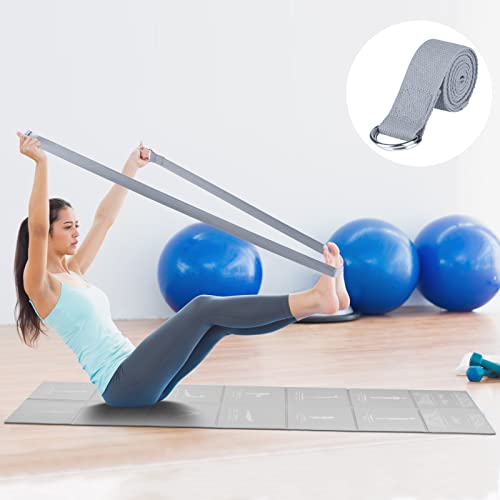 Foldable Yoga Mat for Women, Non Slip Exercise Mat for Home Gym, 5mm Travel Yoga Mats Set With Stretch Strap for Yoga Pilates and Fitness, 68"L x 24"W x 0.2 Inch Thick - color: Grey