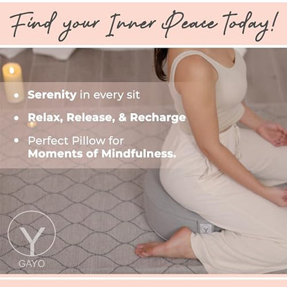Y O Gayo Meditation Cushion and Floor Pillow. Ideal for Meditation Pillow, Yoga, & Floor Sitting - Premium Buckwheat Supportive Round Cushion with Changeable Cover. Versatile & Stylish - 16" in