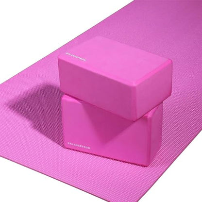 Fitvids All Purpose Thick High Density No Tear Exercise Yoga Mat with Strap & Lightweight Features for Indoor & Outdoor Use - color: Pink