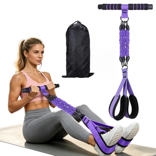 2026 New Resistance Band with Handles&Non-Slip Comfort Pedals, 90LBS Adjustable Latex Bandsfor Women and Men - color: Purple