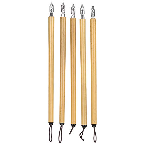 5 PCS Dip Pen, Calligraphy Bamboo Pens, Inking Pens for Drawing, Writing, Masking Fluid
