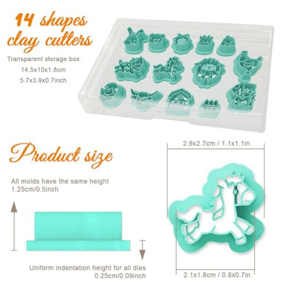 ORIGACH 14 Pcs Farm Animal Clay Cutters Set | Animal Shape Polymer Clay Cutter for Earring Making, Cow Rabbit Chicken Pig Lion Farm House Clay Cutters for Jewelry Making - style: Farm Animals