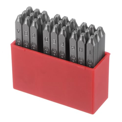 HARFINGTON 27pcs Letter Stamp Set 5/64" 2mm High Tool Steel A-Z & Punch Press Tools Metal Stamps Set Hammer Hand Punch for Metal Plastic Wood Leather Brass Stamping - size: 2mm