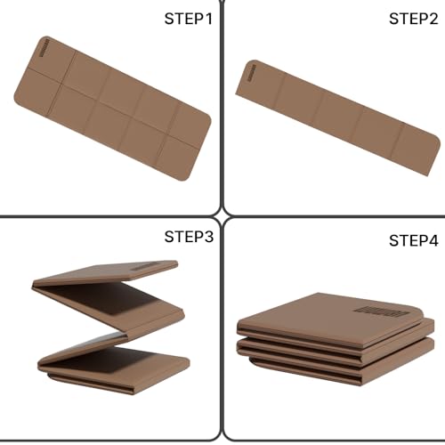 Foldable Yoga Mat 75"x31"x0.24" Portable Exercise Mat - color: Brown+Apricot