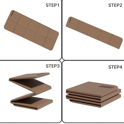 Foldable Yoga Mat 75"x31"x0.24" Portable Exercise Mat - color: Brown+Apricot