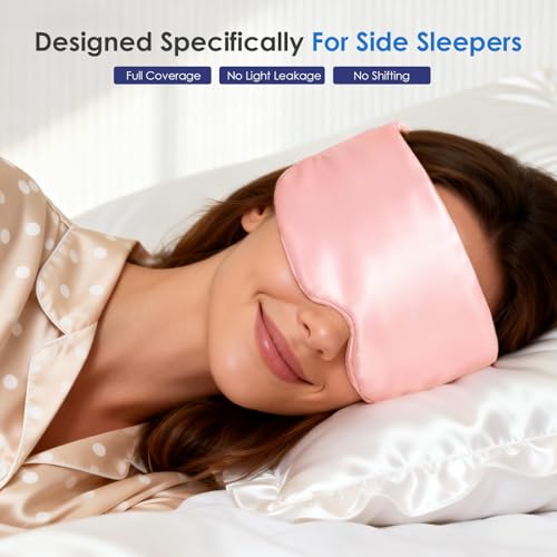 Akakios Weighted Eye Mask Silk Sleep Mask for Sleeping(Pink) - color: Pink