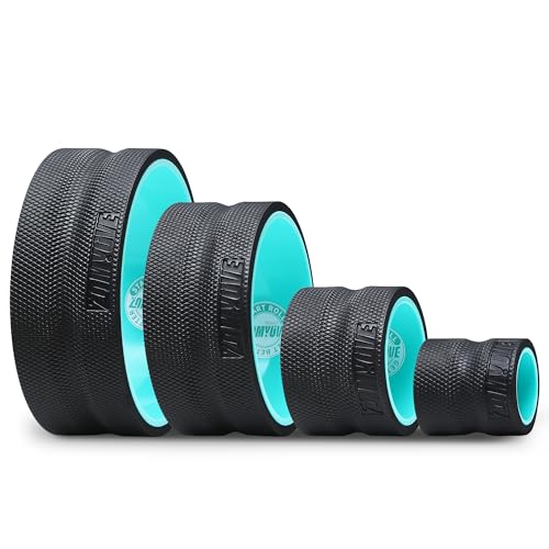 4 Pack Back Roller- Yoga Wheel for Back Pain Reliefn & Stretching, Back Wheel for Deep Tissue Massage, Back Stretcher for Physical Therapy & Exercise - color: Blue and Black