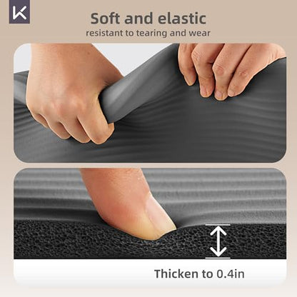 KEEP Extra Thick NBR Yoga Mat for Women & Men, 10mm Thick, 72”x32” Large Exercise Mat with Non-Slip Workout Mat for Yoga, Pilates, Stretching, Meditation – Wide & Cushioned Fitness Mat - color: Grey