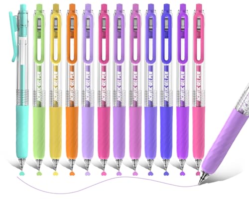Acrylic Gel Pens for Coloring, 12 Colors Retractable Colored Pens | 0.7mm Tip , Premium Gift Box Set, Perfect for Coloring, Writing, Drawing, Journaling, Note Taking, Black & White Paper - color: 12 colors