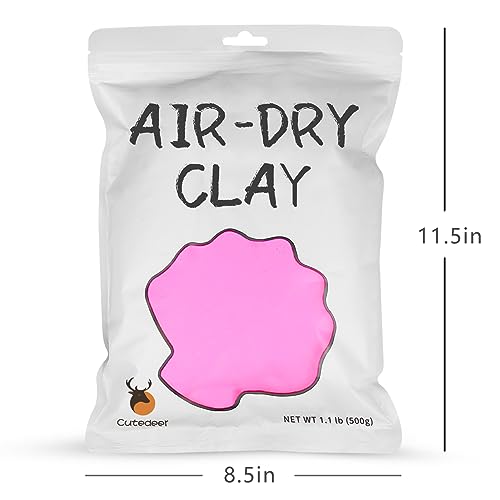 Cutedeer Pink Air Dry Clay, 1.1lb Foam Modeling Clay, Soft Squishy Molding for Kids Adults, Arts & Crafts Project Slime Supplies(1.1lb - 1 Pack, Pink) - color: Pink, size: 1.1lb - 1 PACK