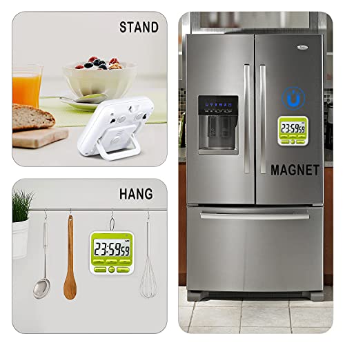 4-in-1 Digital Timer with Count Up/Down, Clock & Alarm, Ring & Silent Modes - color: Green
