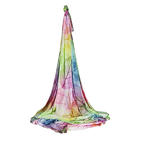 Aerial Yoga Hammock Aerial Pilates Silk Yoga Swing Set Inversion Equipment include daisy Chain, Pose Guide 5.5 yards - color: Colorful Leaf
