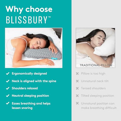 BLISSBURY King Stomach Sleeper Pillow, Flat Memory Foam, 2.6 Inch - color: White, size: 2.6"H (King)