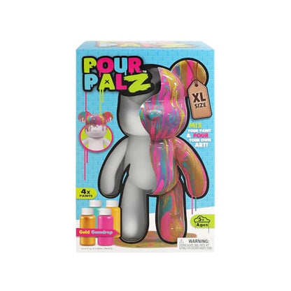 Pour Palz DIY Paint Pouring Kit – 1 XL Bear Figurine, 4 Acrylic Pour Paints, Mixing Cups & Tools, Create Unique Marbled Art, Fun Hands-On Craft Kit for Kids & Adults, Gold Gumdrop, Ages 5+ - color: Gold Gumdrop