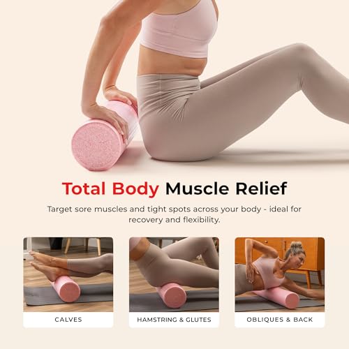 Sunny Health & Fitness 12" Pink High-Density Yoga Foam Roller - color: Pink, size: 12-Inch