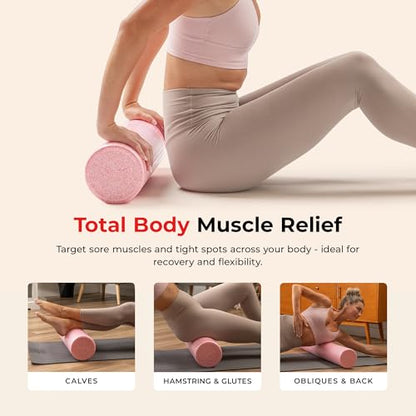 Sunny Health & Fitness 36" Pink High-Density Yoga Foam Roller | Muscle Relief, Physical Therapy, Post-Workout Recovery, Improved Flexibility, Home, Gym, Rehab Use, Full-Body Use - color: Pink, size: 36-Inch