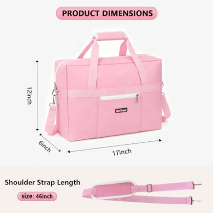 Gym Bag for Women Men, Water-Resistant Duffle Bag for Travel Sports, Lightweight Carry On Bag with Handles and Detachable Shoulder Strap - color: Pink