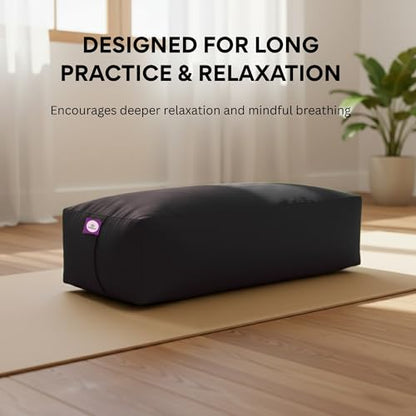 Rectangular Cotton Yoga Bolster, Yoga Pillow, Yoga Cushion, Yin yoga Bolster, Iyengar yoga bolster - color: Black