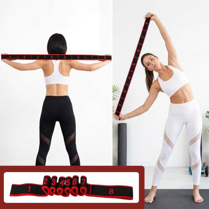 3 Pack Elastic Stretching Strap, Pilates Resistance Band, Hamstring Stretcher, Digital Marked Yoga Elastic Band for Flexibility Exercise, Dance Gymnastics, Leg & Hip Training